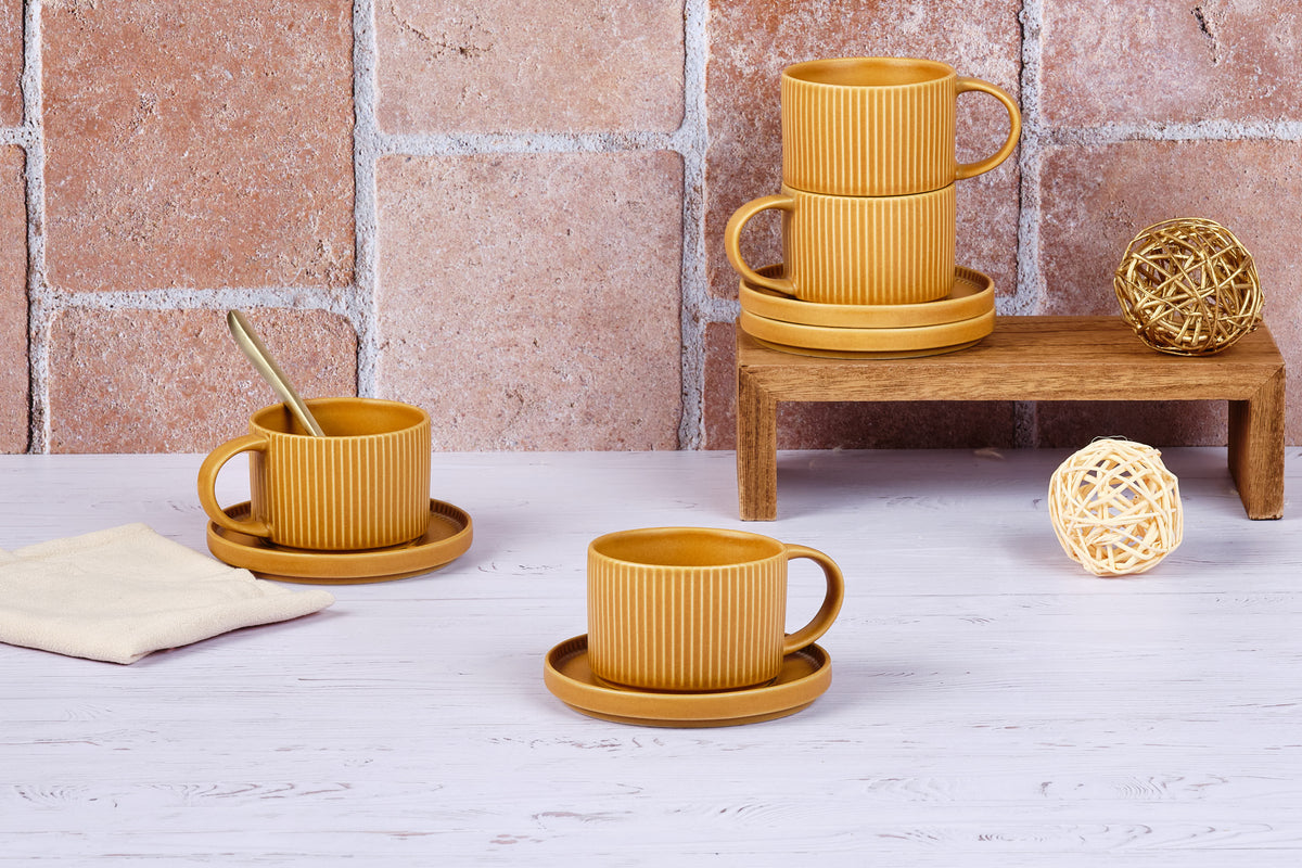 Tasse SCANDI 15cl et soucoupe Ø12cm - 8 pièces - Ocre