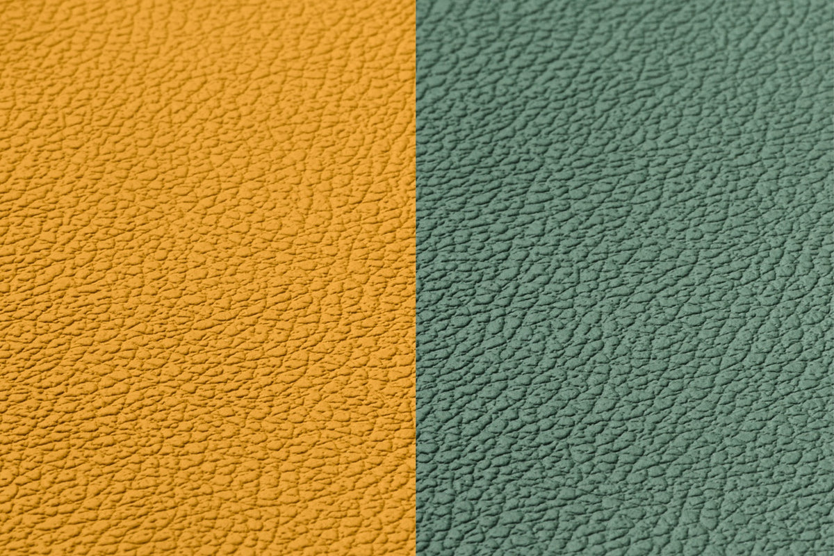 Sous-verre curve réversible - 6 pièces - Cuir recyclé jaune moutarde et vert sapin
