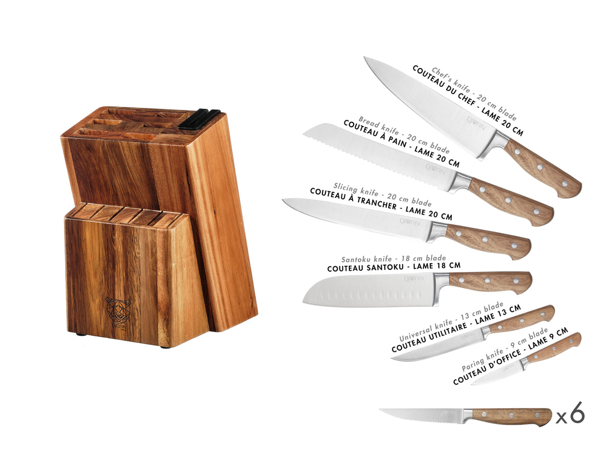Bloc couteaux de cuisine et couteaux à steak JAKOB LOVIISA - 14 pièces