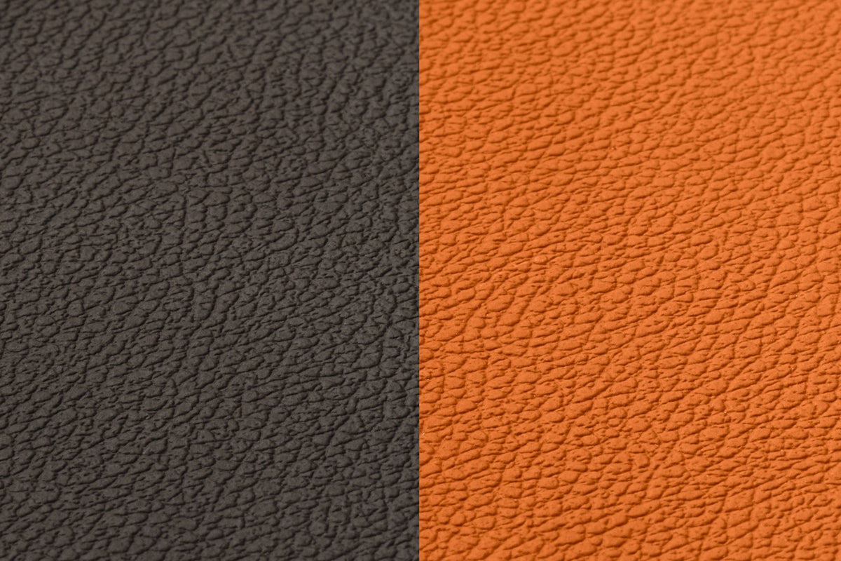 Set de table rectangovale réversible - 6 pièces - Cuir recyclé orange et chocolat