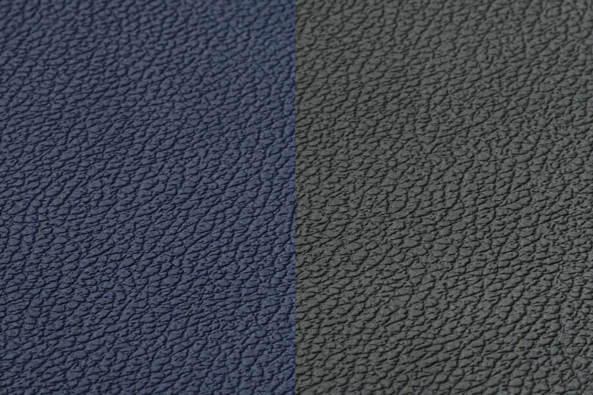 Set de table ovale réversible - 6 pièces - Cuir recyclé bleu nuit et gris anthracite