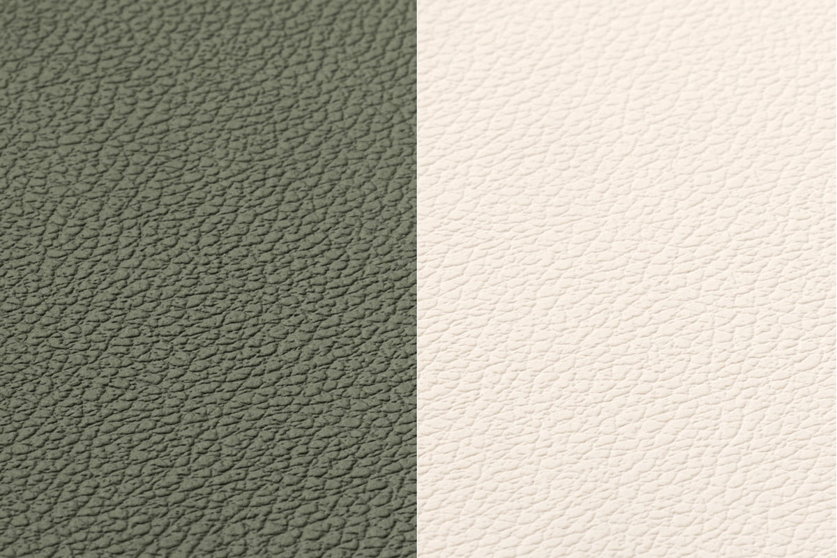 Set de table rectangulaire réversible - 6 pièces - Cuir recyclé blanc crème et vert de gris