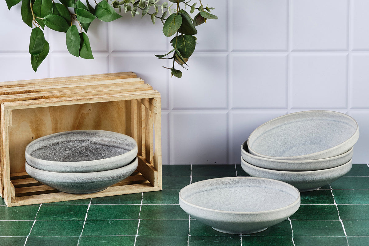 Assiette creuse STONE Ø20cm - 6 pièces - Gris lune