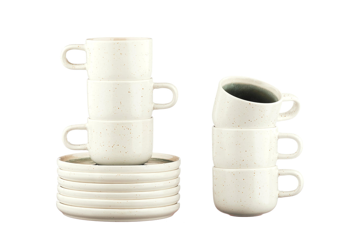 Tasse 20cl et soucoupe Ø15cm OXYGEN - 12 pièces - Vert de gris