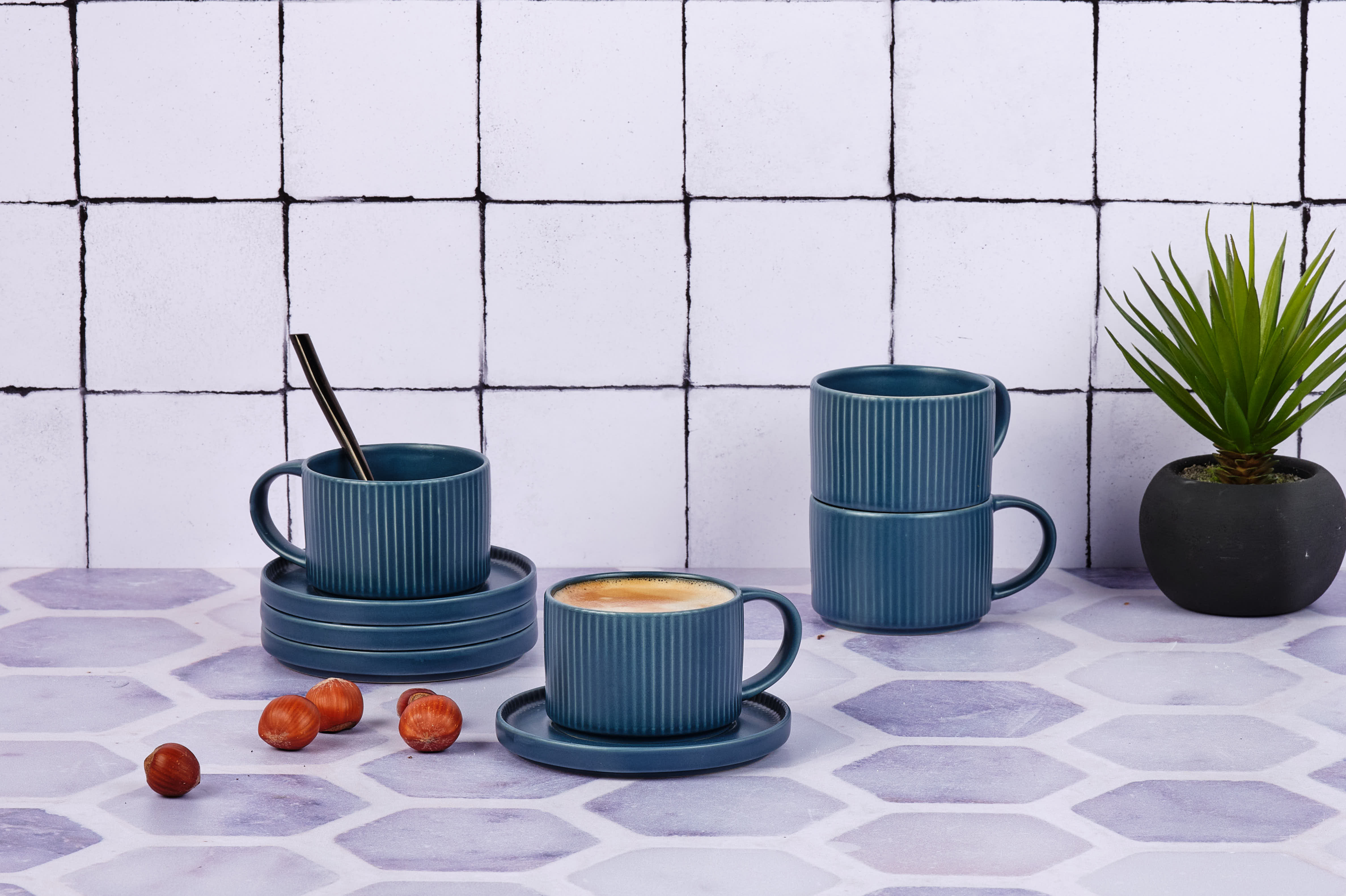 Tasse SCANDI 15cl et soucoupe Ø12cm - 8 pièces - Marine