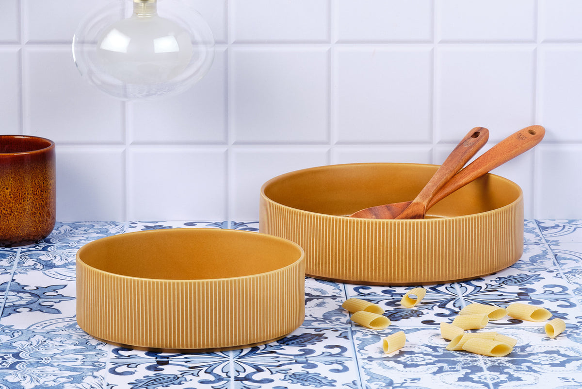 Saladier SCANDI Ø21,5cm et Ø27,5cm - 2 pièces - Ocre