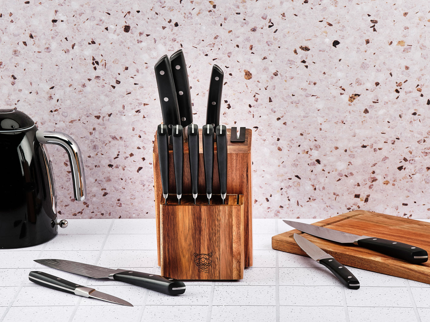Bloc couteaux de cuisine et couteaux à steak ERLING LOVIISA - 14 pièces