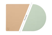 Set de table rectangovale réversible - 6 pièces - Cuir recyclé rose pâle et vert pâle