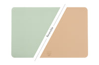 Set de table rectangulaire réversible - 6 pièces - Cuir recyclé rose pâle et vert pâle
