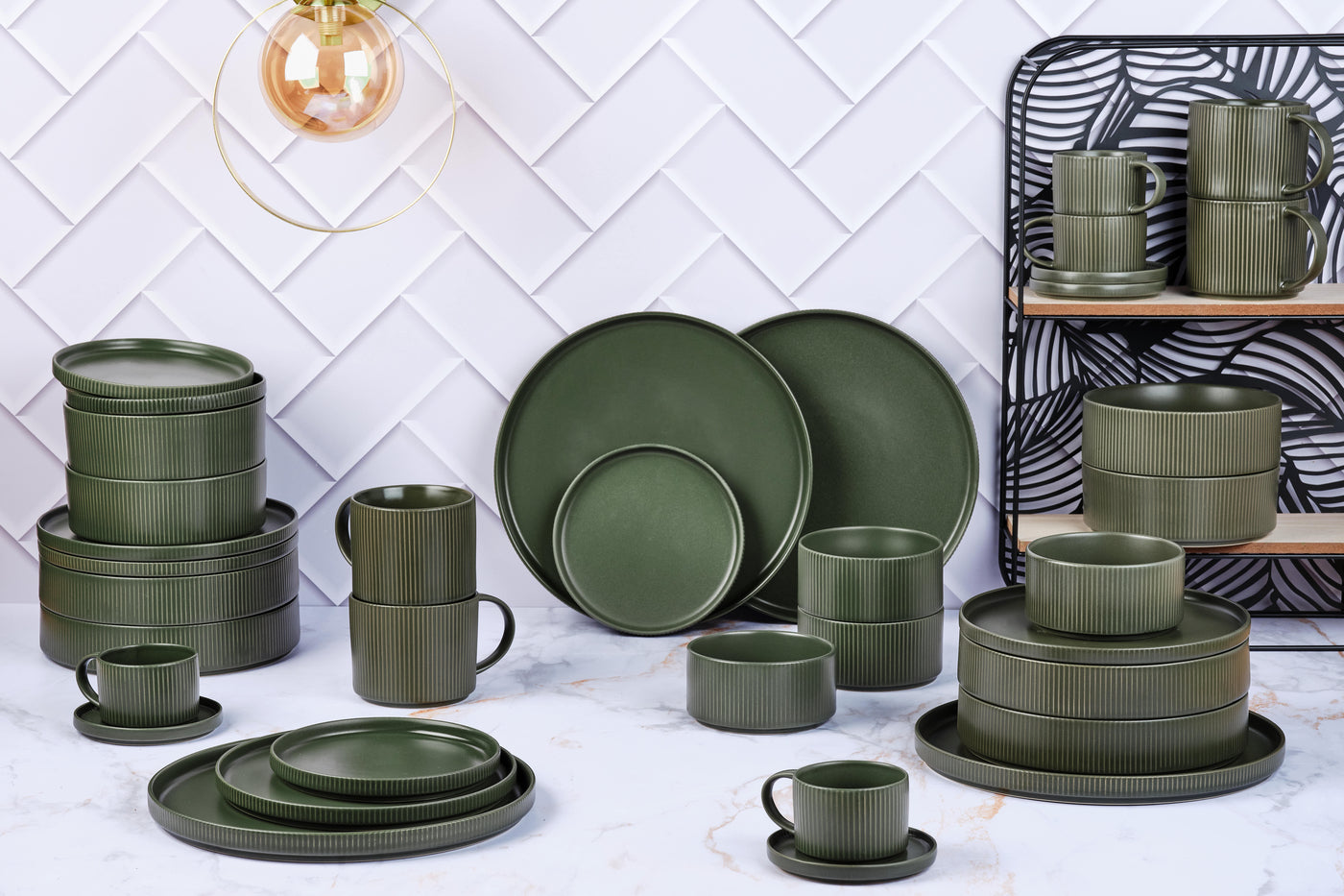 Service Complet SCANDI - 36 pièces - Olive